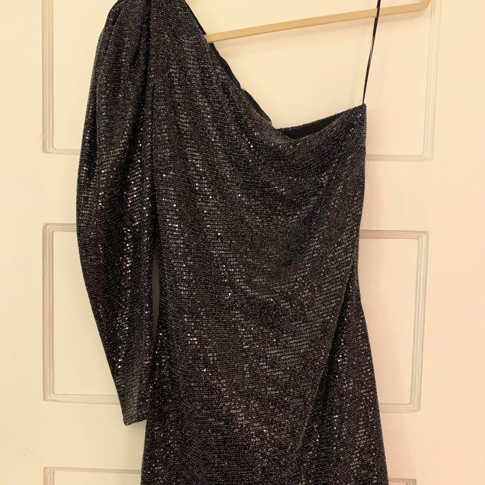 Zara sequin black mini one sleeved dress - Milan